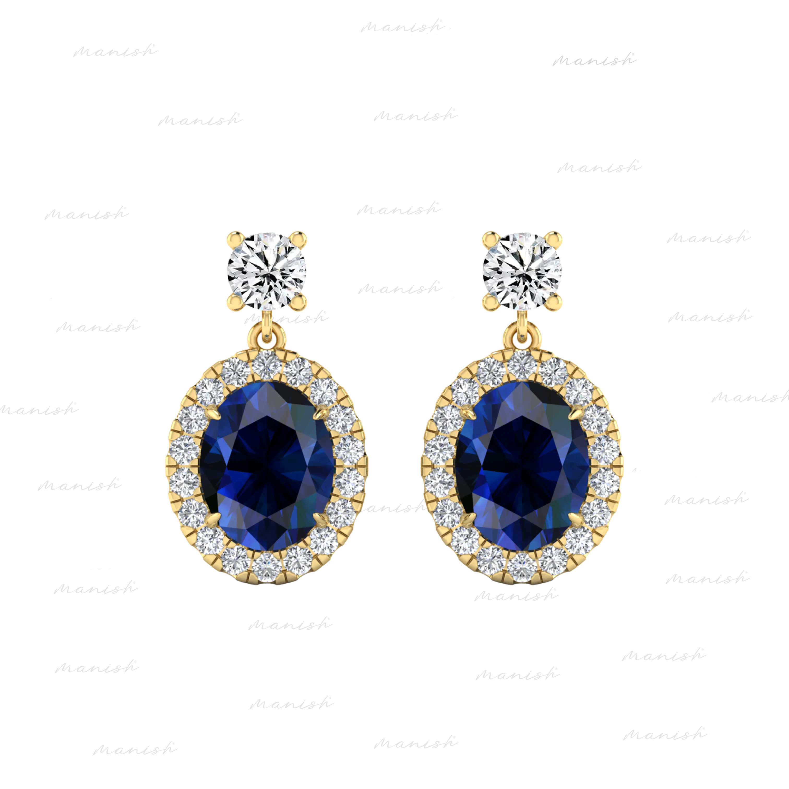 Eloa Diamond and Blue Sapphire Earrings